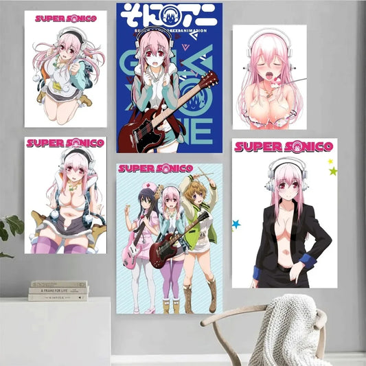 Super Sonico anime Poster Home Office Wall Bedroom Living Room Kitchen Decoration Painting