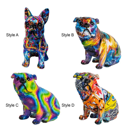Creative Colorful Resin Crafts Nordic Bulldog Decoration Statue Art Gifts Dog Sculpture for Cabinets Shelf Coffee Table Office
