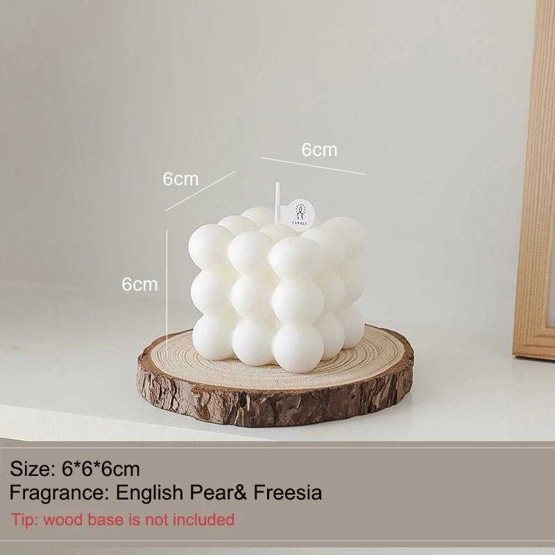 Rubik's Cube Scented Aromatic Candles Soy Wax Candles White English Pear & Freesia Aromatherapy Candle Wedding Home Decoration