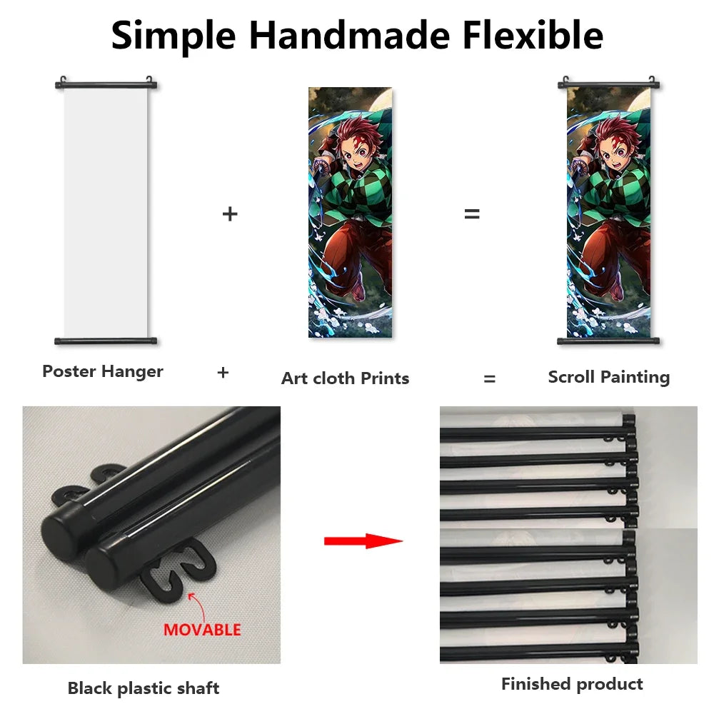 D-Demon Slayer Kamado Tanjirou Scroll Canvas Wall Hanging Painting Home Decor Anime Poster Wall Room Decoration Decro Wallpaper
