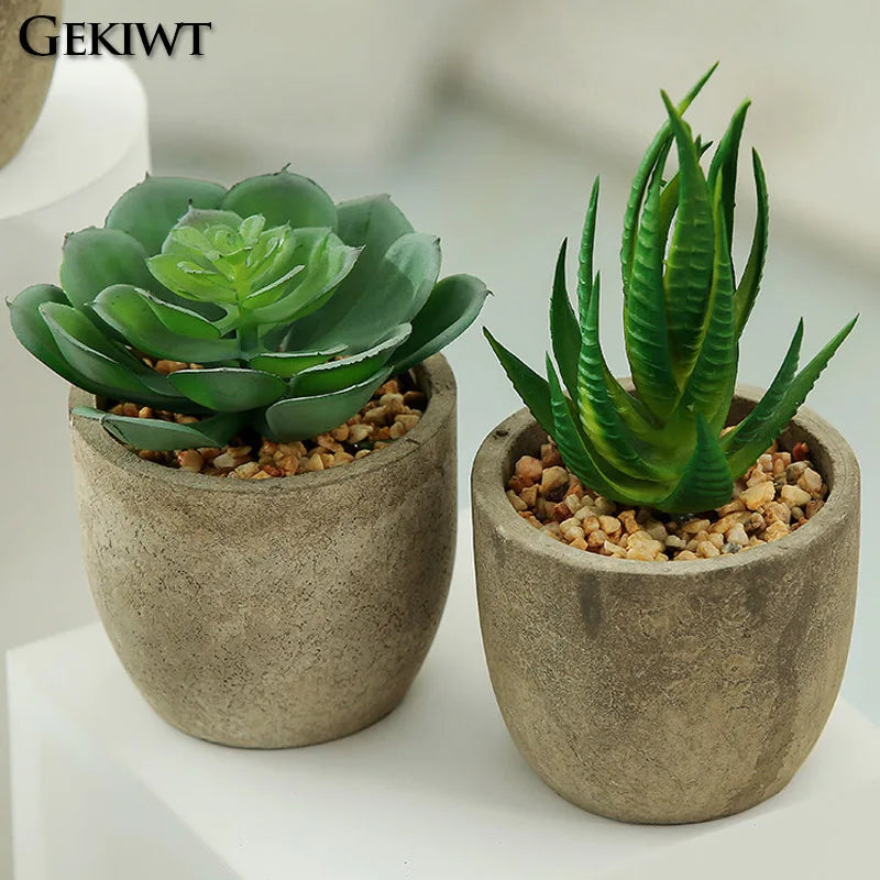 Mini Evergreen Artificial Succulent Plants Small Simulated Tree Pot Plants Fake Flowers Office Table Ornaments Home Garden Decor
