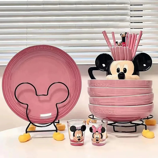 Disney Cartoon Cute Mickey Series Kitchen Storage Rack Rack Bowl Rack Pot Rack Tableware Rack Kitchen Supplies Storage Rack
