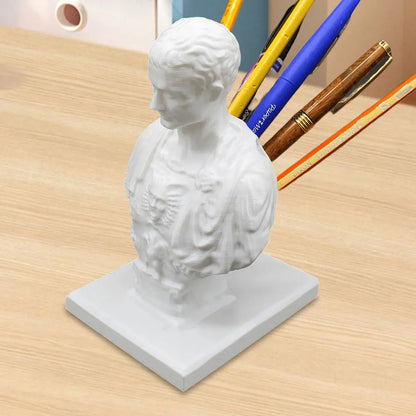 Julius Caesar Statue Pen Holder Creative Desktop Pen Holder Decorative Pen Holder Organizer Pencil Container for Office Desktop