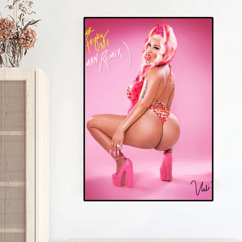 Modern Pink Aesthetics Wall Art Singer Nicki Mina HD Oil On Canvas Posters And Prints Home Bedroom Living Room Decor Gifts