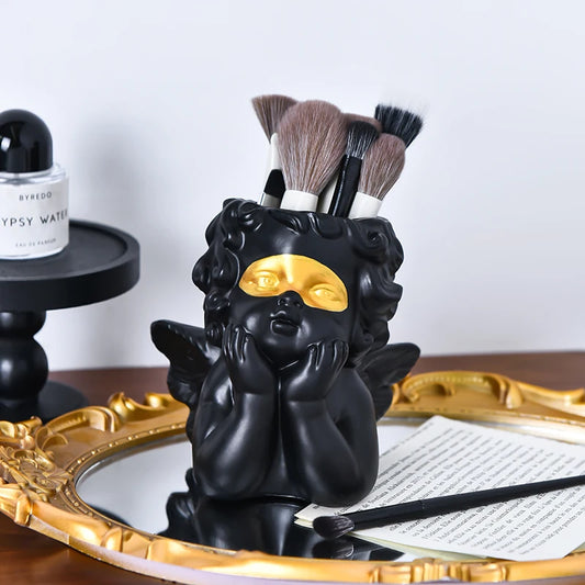 Cute Touch the Face Angel Pen Holder Cartoon Elf Cute Office Storage Bin Multi Functional Makeup Storage Bucket ﻿