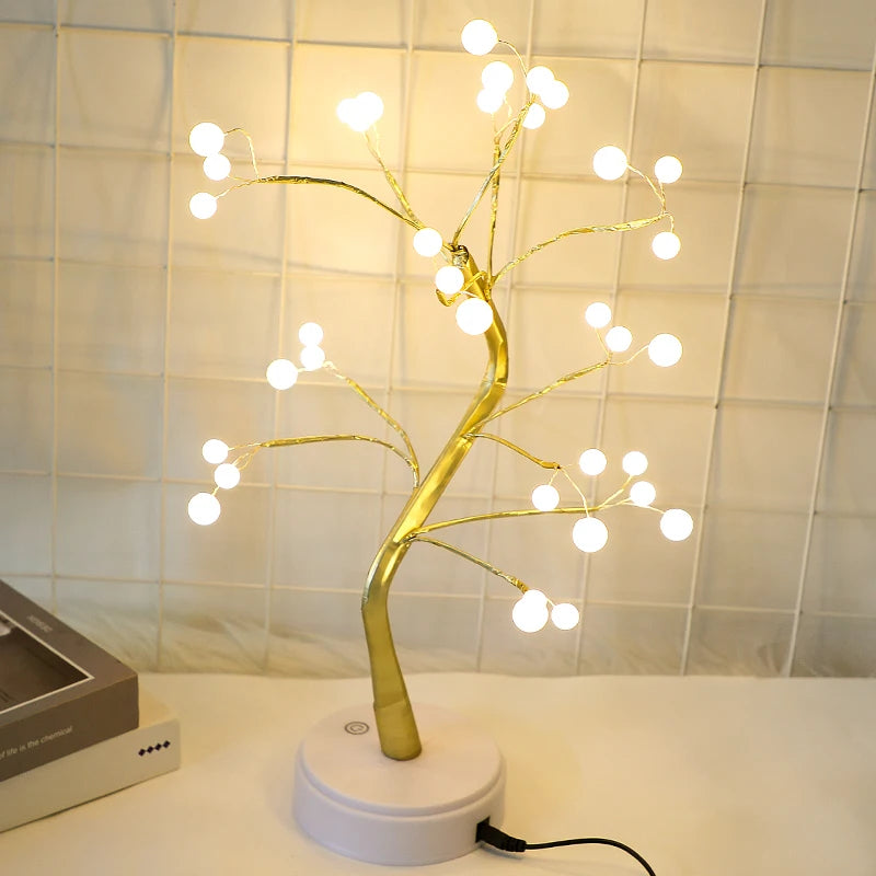 Arbre LED veilleuse de noël Mini fil de cuivre guirlande lampe pour enfants maison chambre décoration décor fée lumière vacances lumière