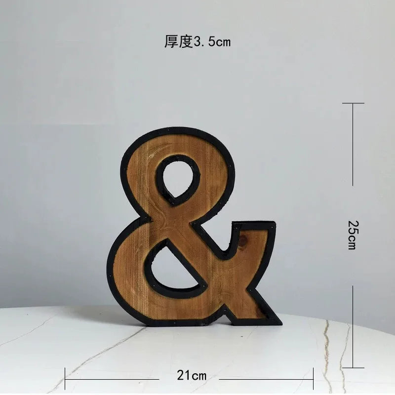 Industrial Style Uppercase English Letter Combination Distressed Solid Wood Bar Ornaments Cafe Shop Logo Decor Desktop Crafts