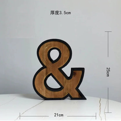Industrial Style Uppercase English Letter Combination Distressed Solid Wood Bar Ornaments Cafe Shop Logo Decor Desktop Crafts