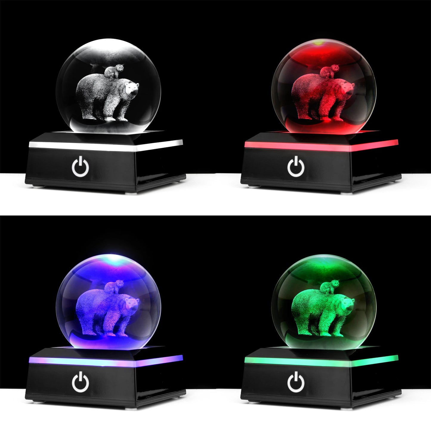 Crystal Ball Seahorses Dolphins Owls Globe Oceans Ornaments Gifts 3D Animals Crystal Ball With Light Base Night Light home decor