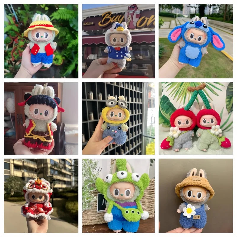 New In Stock V1 V2 Lafufu Clothes Handmade Art Weaving Toys Anime Cute Lafufu Surrounding Toys Gifts Decoration Pendant  Set