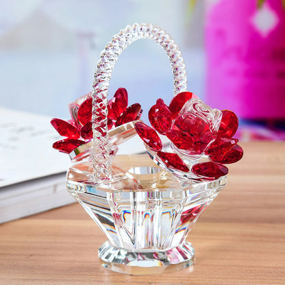 Crystal Flower Basket Decoration Living Room Wine Cabinet Wedding Small Gift Teacher Mother'S Day Gift Dressing Table Car Decor