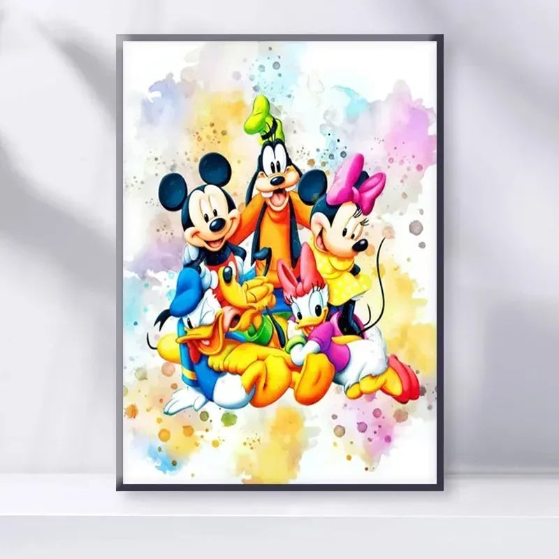 Disney Cartoon Poster Watercolor Canvas Painting Mickey Mouse Donald Duck Art Picture Wall Prints Mural Kids Room Decor Gifts