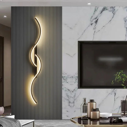 Modern LED Wall Lamp Black Long Strip Wall Sconce For Living Room Bedroom Bedside Hallway Home Decor Remote Control Lighting