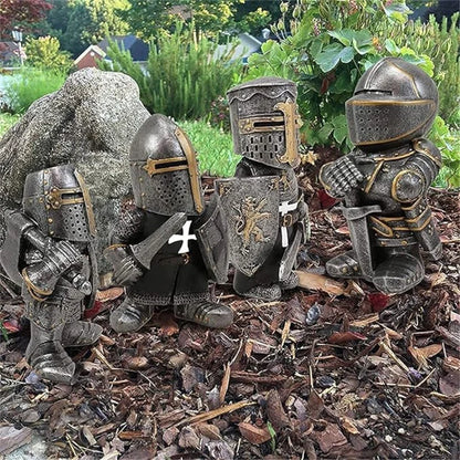 1pc Outdoor Garden Resin Statue Medieval Garden Knight Gnomes Guard Statues Sculpture for Yard Lawn Art Decor Ornaments