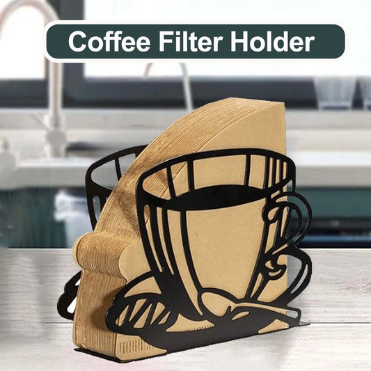 Porte-papier filtre à café en acier inoxydable V1V2, en forme de tasse à café, rangement de serviettes en papier, pour la maison et le bureau, service à thé
