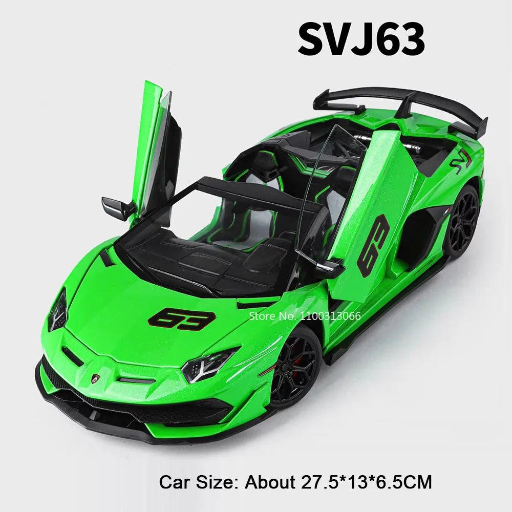 1:18 Alloy Lambor Aventador SVJ63 LP770 Models Cars Toys Doors Opened Miniature Car Wheel Steering Vehicles Child Adult Gifts