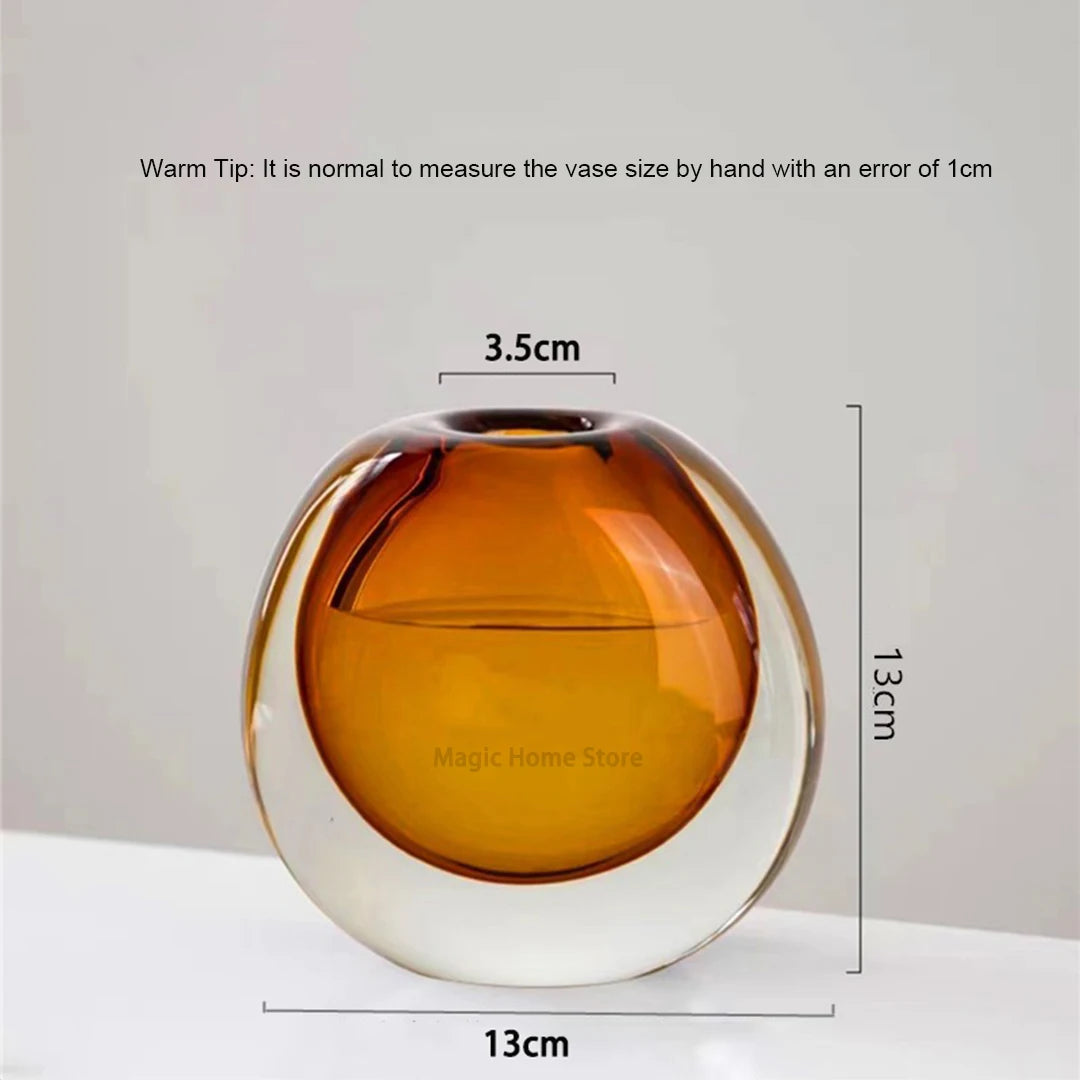 Transparent Glass Vase Crystal Flower Hydroponic Vase Modern Indoor Room Decor Decorative Vases for Living Room Table Decoration