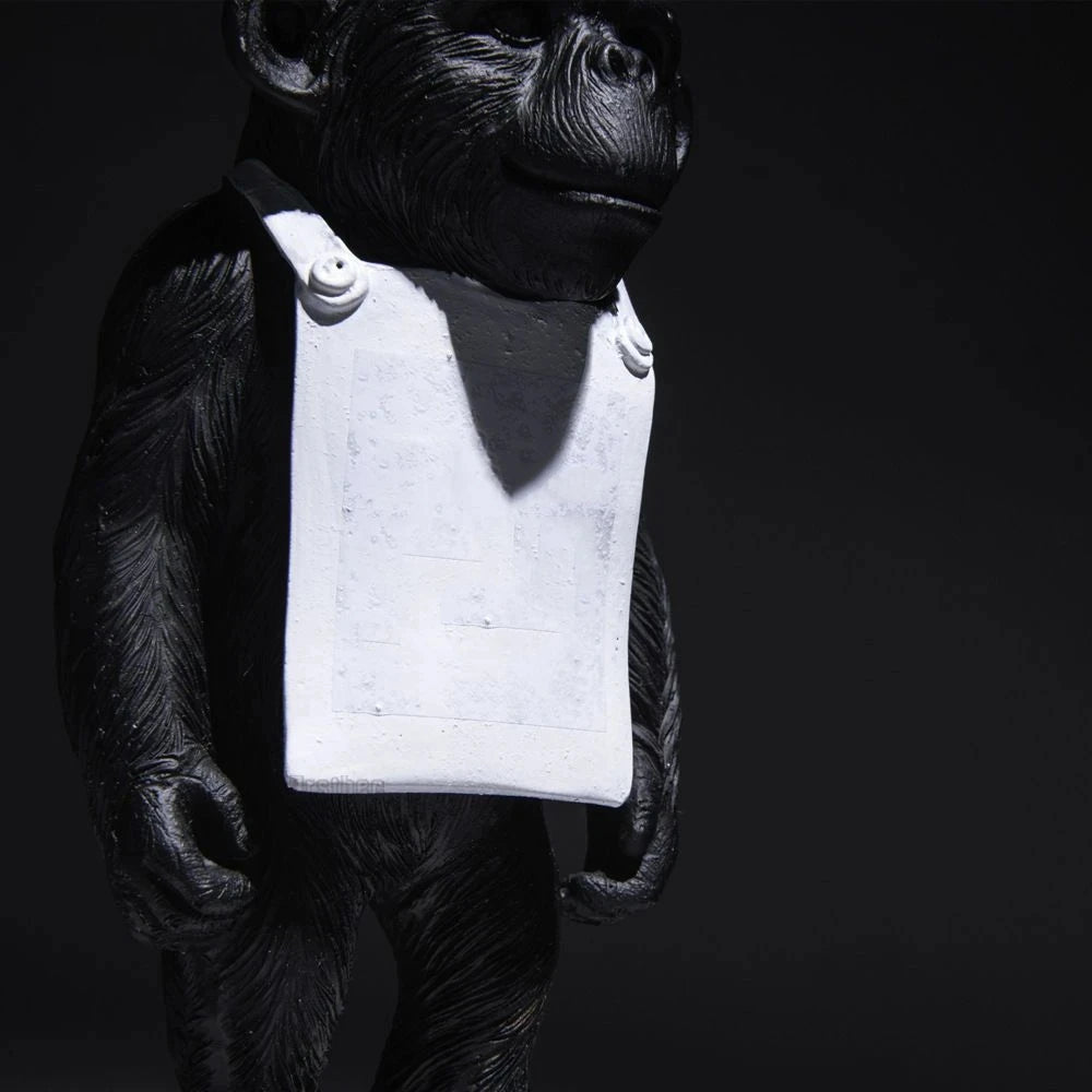 Arsthec Banksy Gorilla Kunstharz, Straßenkunst, Kunsthandwerk, Skulptur, schwarz-weißer Affe, Heimdekoration, Wohnzimmer, Schrank, Innenfiguren