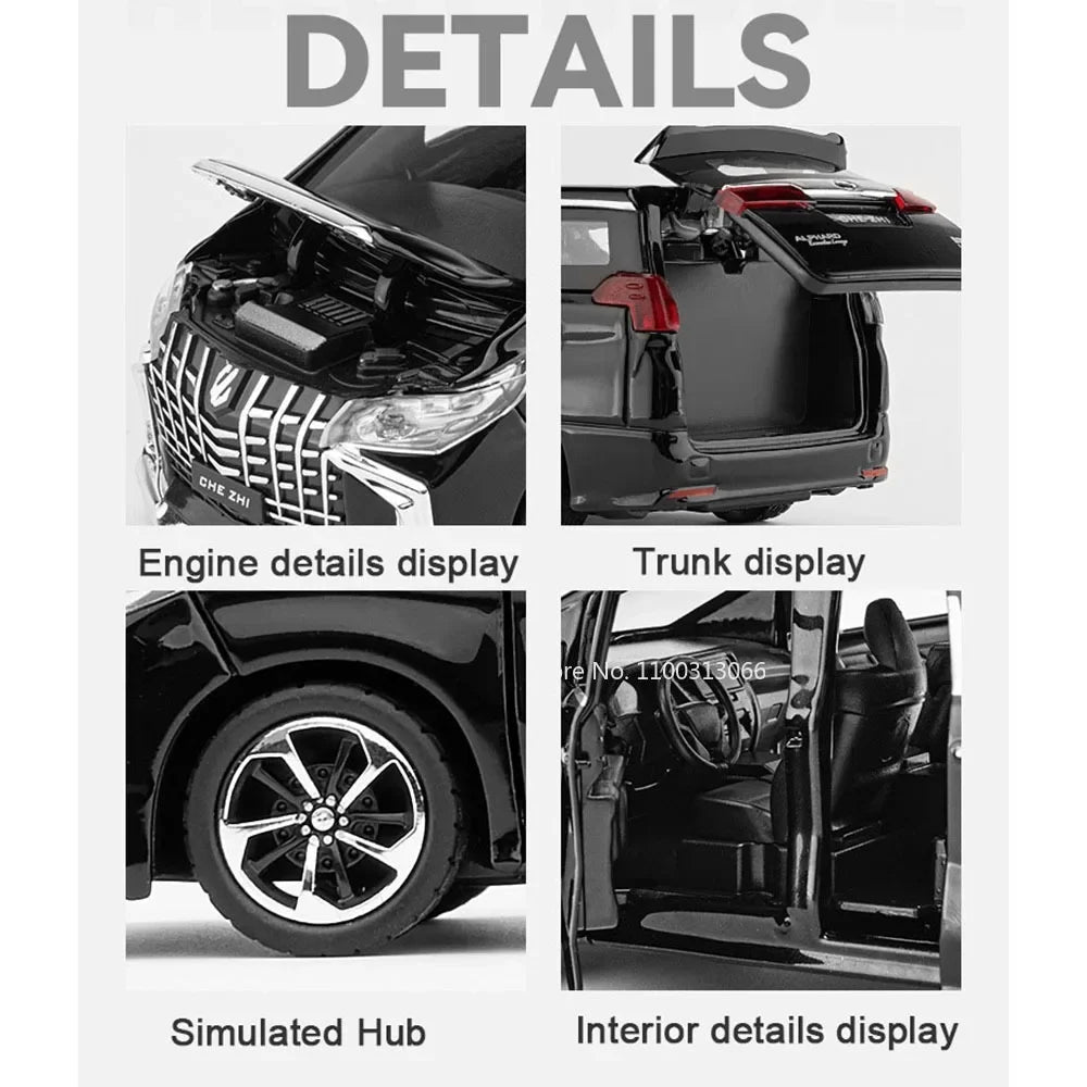 1:32 Alphard Tundra Pickup Alloy Toys Cars Models Diecasts Model SUV Vehicles with Light Sound Pull Back Car Toy for Child Gifts