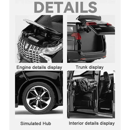 1:32 Alphard Tundra Pickup Alloy Toys Cars Models Diecasts Model SUV Vehicles with Light Sound Pull Back Car Toy for Child Gifts