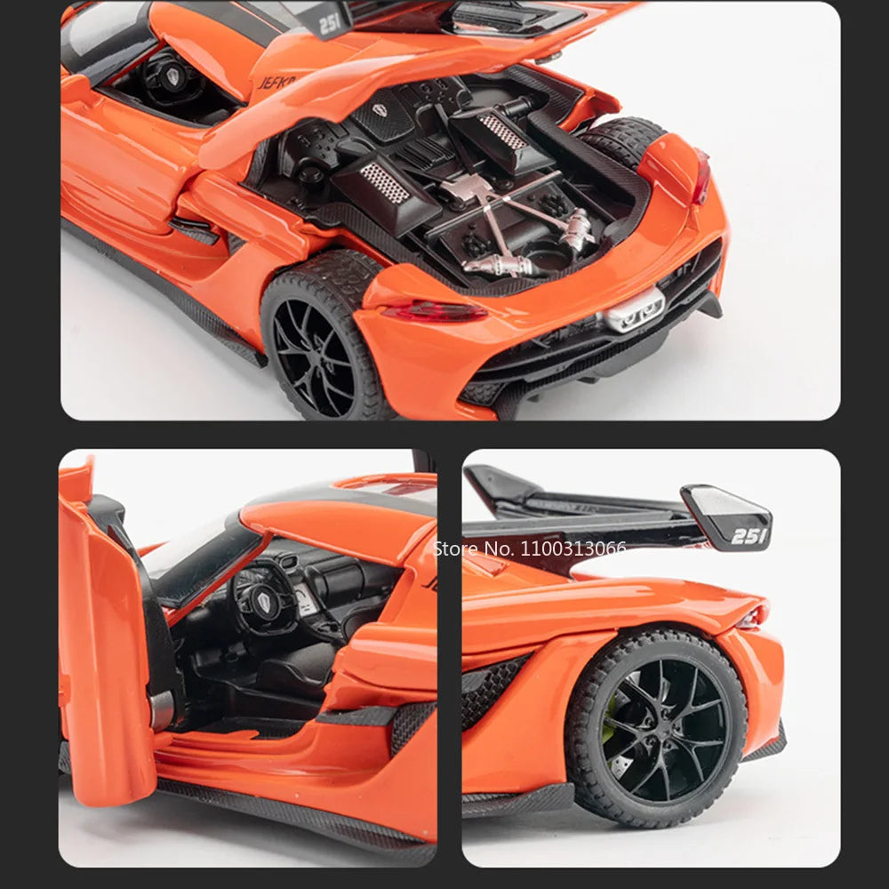 1/32 Scale Alloy Jesko Cars Models Toys Metal Diecasts Vehicles Model with Sound Light Sport Car Model for Boys Collection Gifts