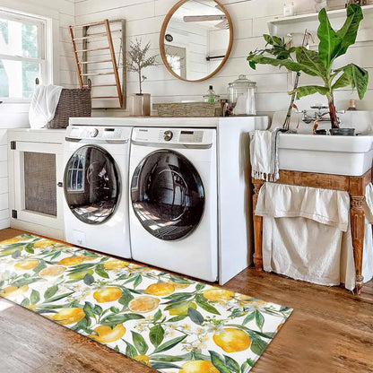 Spring Summer Lemon Non-slip Kitchen Mat Home Decor Living Room Balcony Hallway Entrance Door Mat Bedroom Laundry Bath Floormats