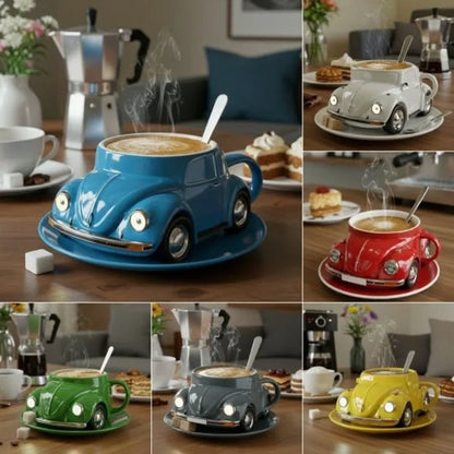 New Unique Mustang & Beetle Car-Shaped Coffee Mug - Stylish Vintage Cup Creative Automotive Design Drinkware Trendy Mug