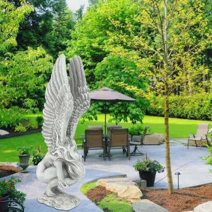 Vintage Angel Memorial Redemption Statue Handicraft Resin Angel Sculpture Outdoor Garden Figurine Crafts Decoration