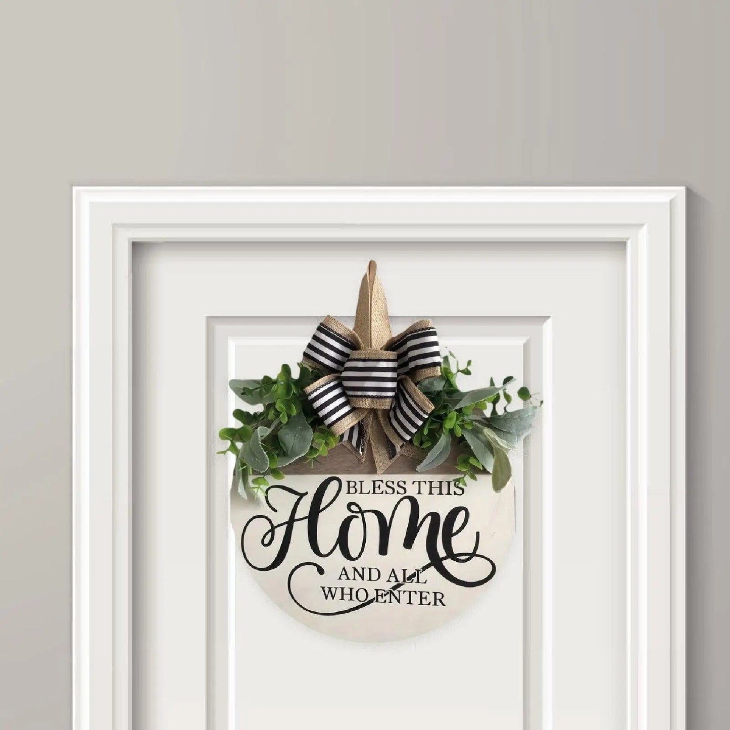 Front Door Welcome Sign Porch Decoration Decorative Rustic 30cm with Hanging