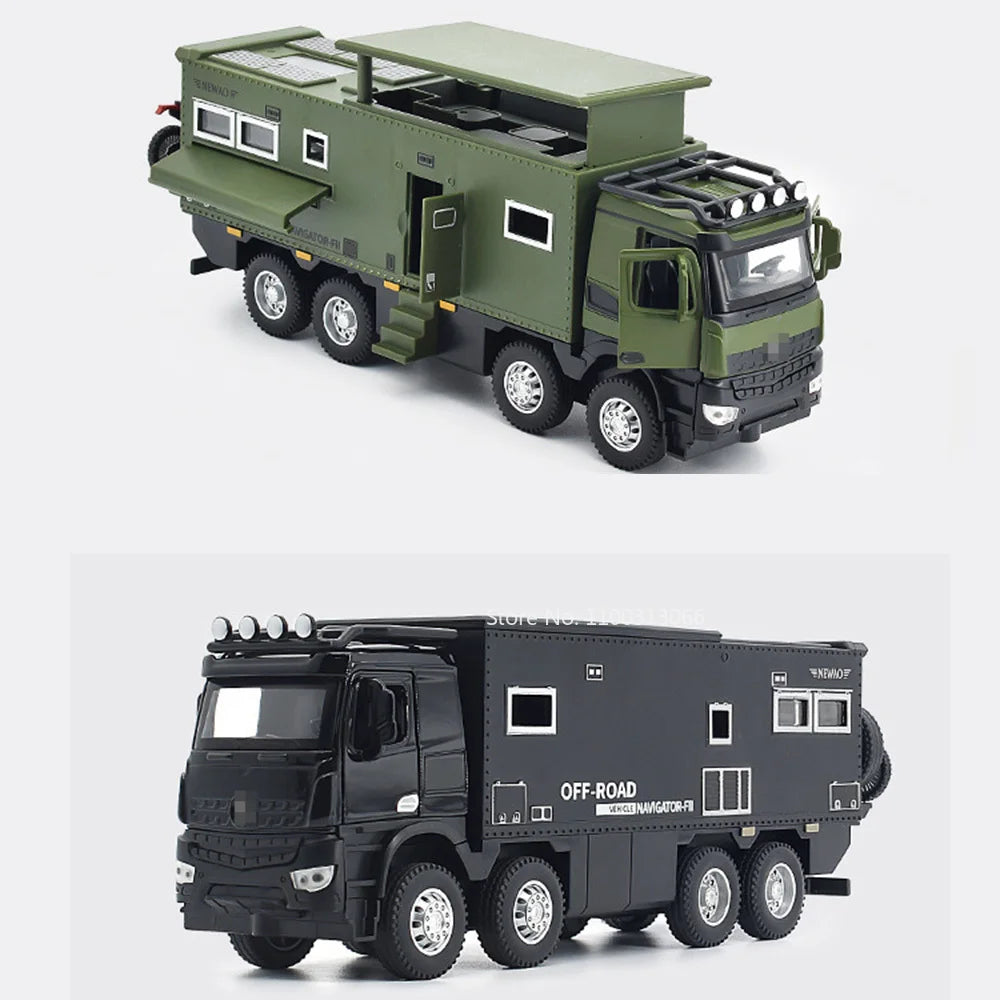 1/24 Nomadism Off-road RV Model Cars Toys Alloy Diecasting Rubber Tires Motor Home Models Light Sound Vehicle Kids Birthday Gift