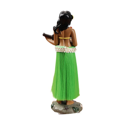 Hawaiian Hula Girl Dancing Doll with Ukulele Bobbleheads for Car Dashboard Collection Figurines Gift Home Decoration Mini Size