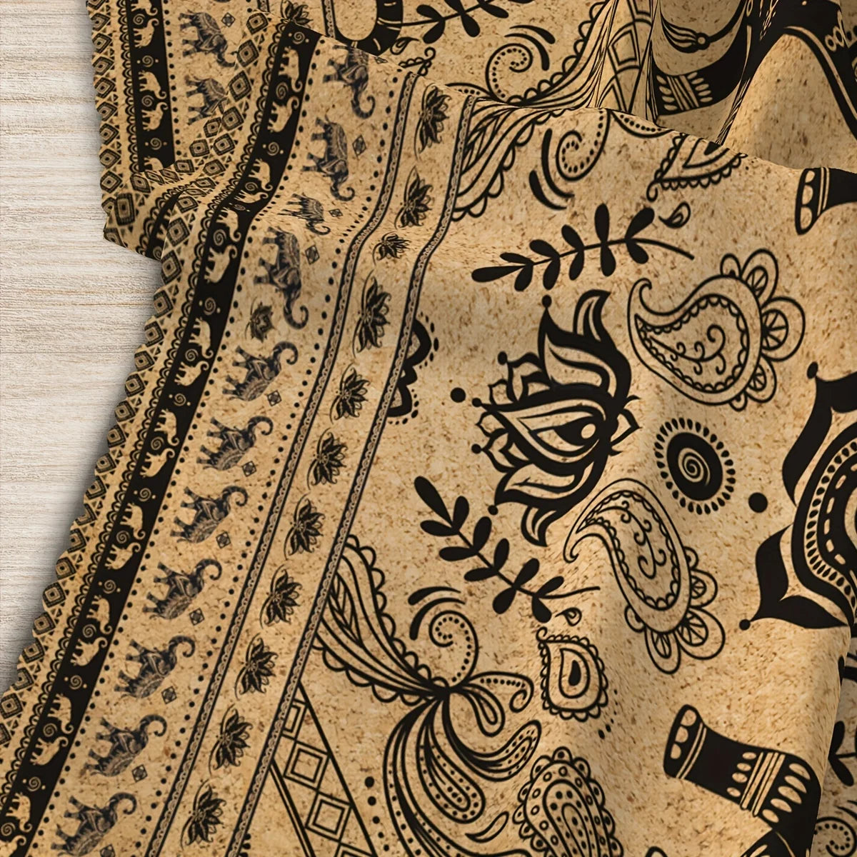 Country Style Elephant Flowers Plants Tablecloth Home Decorations Farmhouse Tribal Rectangle Table Cloth for Kitchen Table Decor