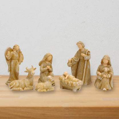 10pcs Ativity Birth Christmas Crib Scene Decorative Figurines Catholic Christian Room Decor Orthodox Manger Church Utensils Jesu