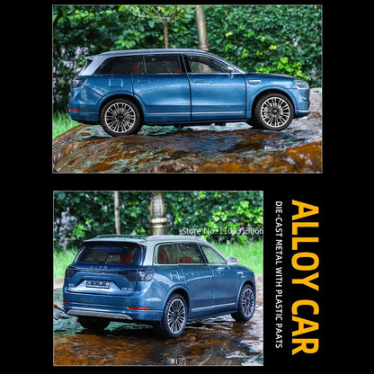1:24 Scale SERES AITO M9 Cars Alloy Models Diecast Toy 6 Doors Opened SUV with Light Sound Vehicles Toys for Kids Festival Gifts