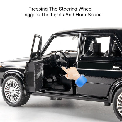 1:18 Russian LADA 2107 Niva Toys Alloy Diecast Cars Models Light Music Rubber Tires Vehicles Pull Back Miniature Car Kids Gifts