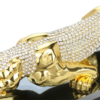 Metal Traditional Tiger Model Alloy Golden Leopard Figurine Office Desktop Ornaments Wealth Car Interior Crafts Home Decoration
