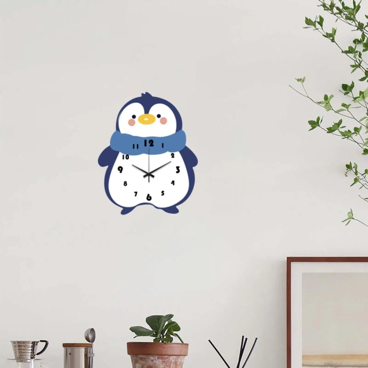 Penguin Wall Clock Hanging Clock Decoration Modern Cafe Home Decor Silent for