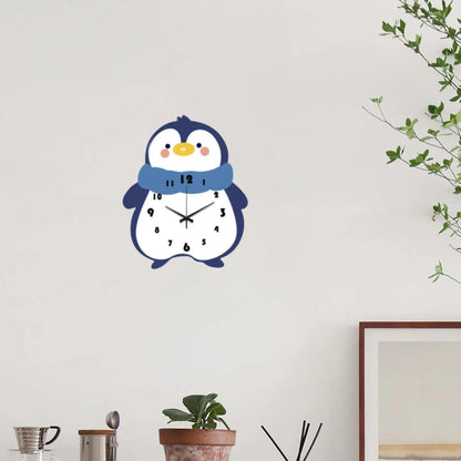 Penguin Wall Clock Hanging Clock Decoration Modern Cafe Home Decor Silent for