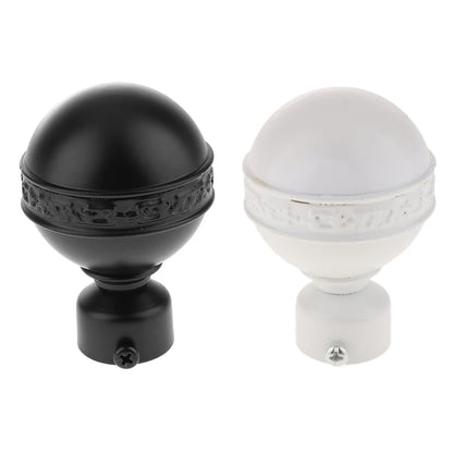 Unique Design 28mm Diameter Curtain Rod End Finial Caps black and white - -White