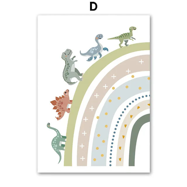 Jurassic Period Dinosaur Custom Baby Name Wall Art Canvas Painting Nordic Dino Posters And Prints Wall Pictures Kids Room Decor