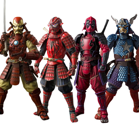 MOVIE REALIZATION Iron Man Spider Man Deadpool Captain America MK3 legends The Avengers Samurai Action Figures Model Toys Gift