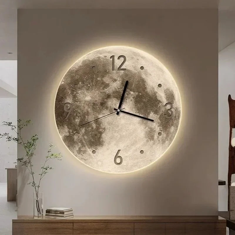 2023 New Decorative Painting Wall Creative Clock Light Light Clock Wall Clock Living Room Home Decoration Supplies