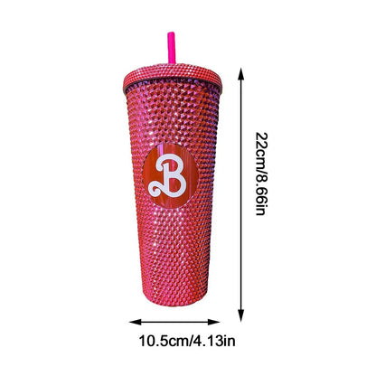 LUSQI 710ml Plastic Cup With Straw Large Capacity Reusable - Creative Durian Pattern Drinking Cup