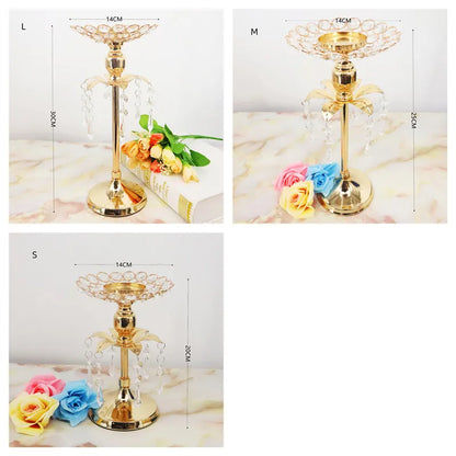 Gold Crystal Candle Holder Vases Wedding Decoration Table Centerpieces Candelabra Birthday Party Flower Vase Holder Home Decor