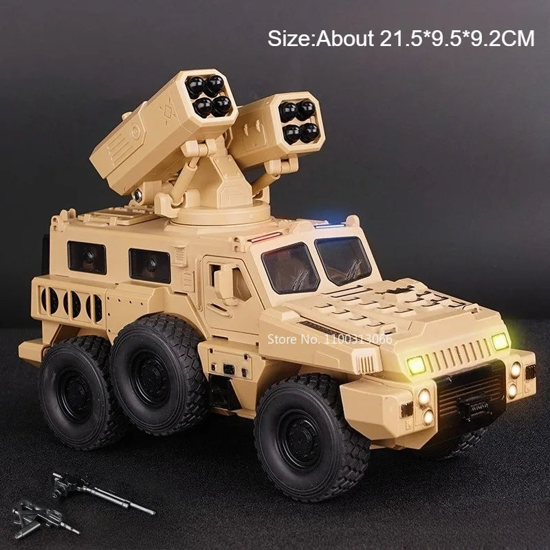 1:50 Double Turret Armored Cars Toys Models Alloy Diecasting with Light Music Miniature Panzer Vehicles for Boys Festival Gifts