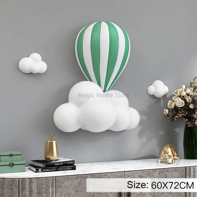 Nordic Hot Air Balloon 3D Wall Decor Living Room Sofa Background Art Wall Decor Modern Home Christmas Decorations Handicrafts