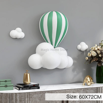 Nordic Hot Air Balloon 3D Wall Decor Living Room Sofa Background Art Wall Decor Modern Home Christmas Decorations Handicrafts