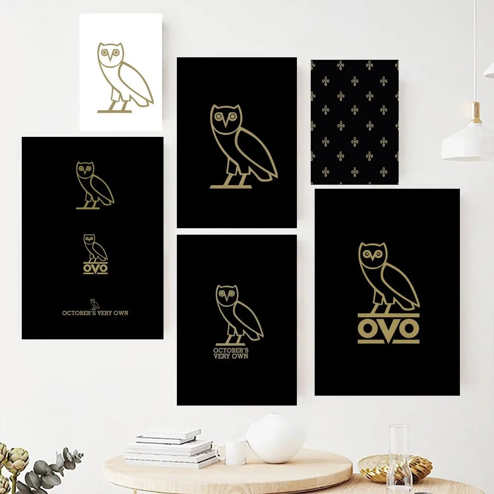 D_Drake O-OVO OWL Poster Paintings on The Wall Picture for Living Room Interior Painting Room Decoration