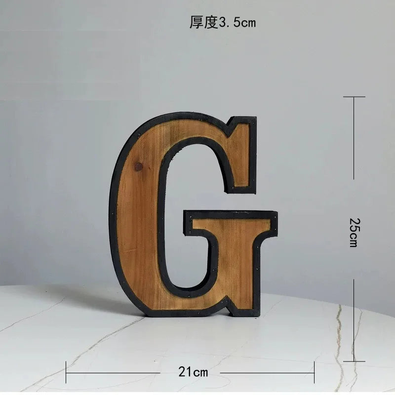 Industrial Style Uppercase English Letter Combination Distressed Solid Wood Bar Ornaments Cafe Shop Logo Decor Desktop Crafts