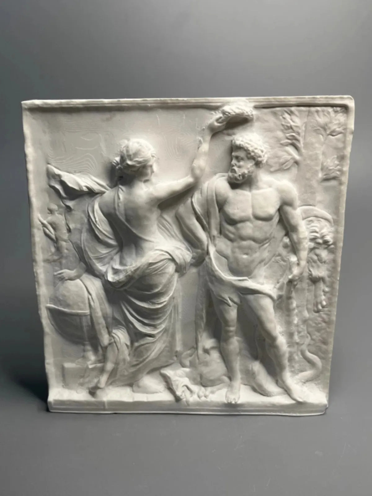 Nordic Retro Roman Hercules Sculpture Plaster Statue Plane Relief Artwork Desktop Ornaments Expanded Incense Stone Gift